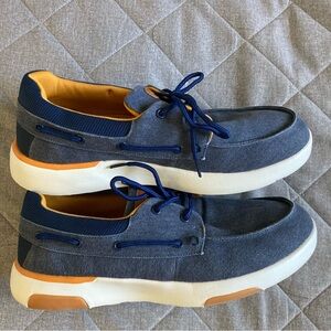 Ortho Comfoot Shoes Mens 12 Blue Canvas Boat Shoes Lace Up Loafers Arch Support